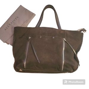 All Saints | Flyer De Lis East West Suede Tote Brown Handbag